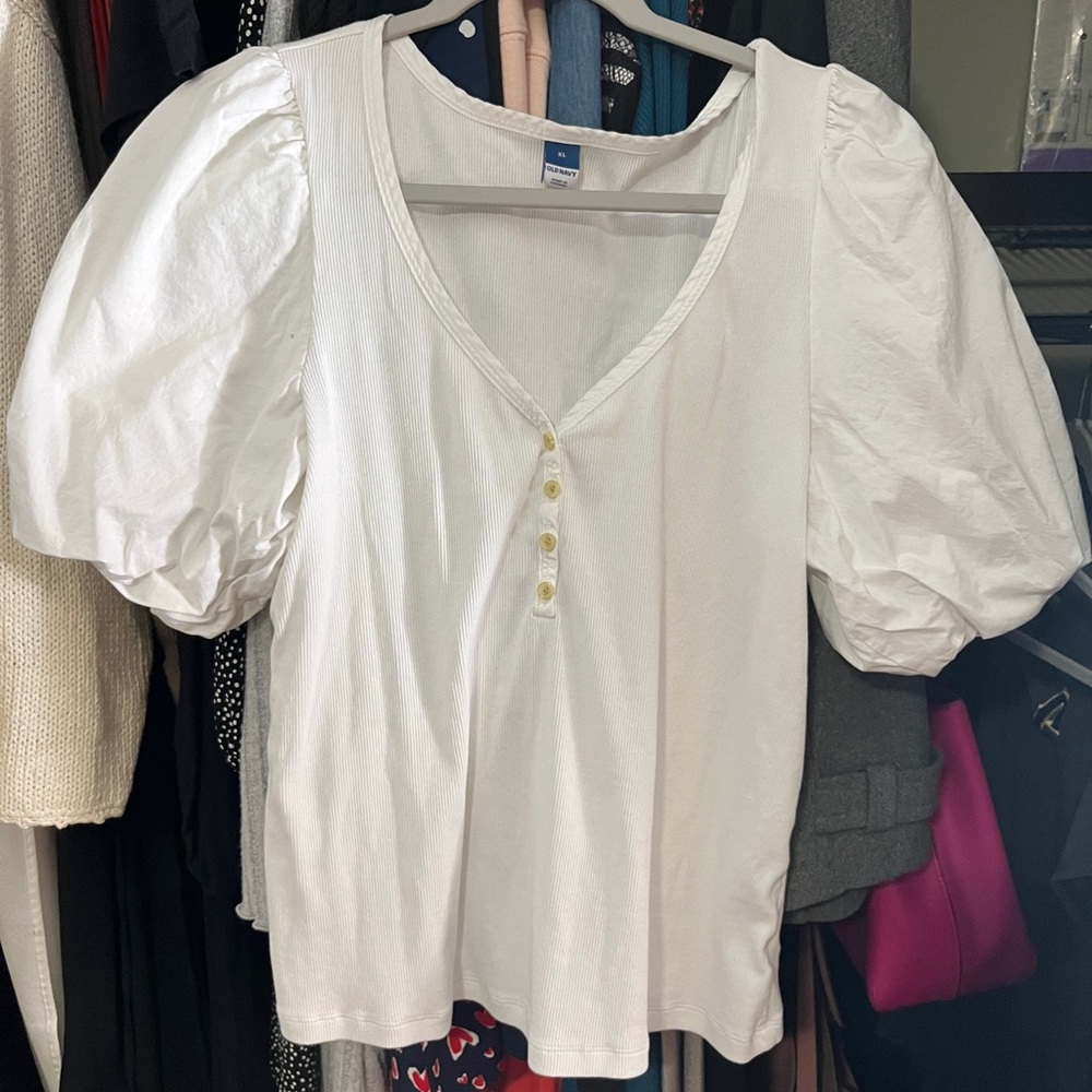 White Puff Sleeve Top